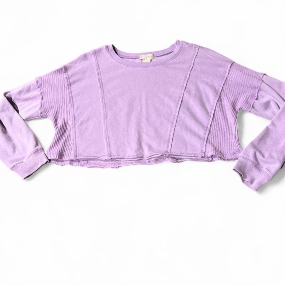 Altard State Lilac Cropped Waffle Knit Long Sleeve Top Women’s‎ Size M